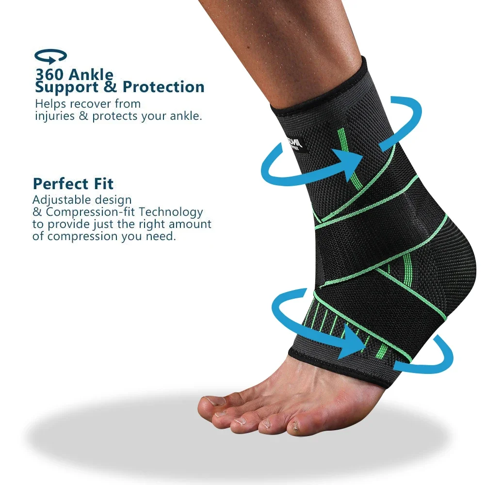 1 Pcs Ankle Brace Compression Sleeve, Adjustable Ankle Support Strap for Sprained, Plantar Fasciitis, Injury Recovery, Running - Image 2
