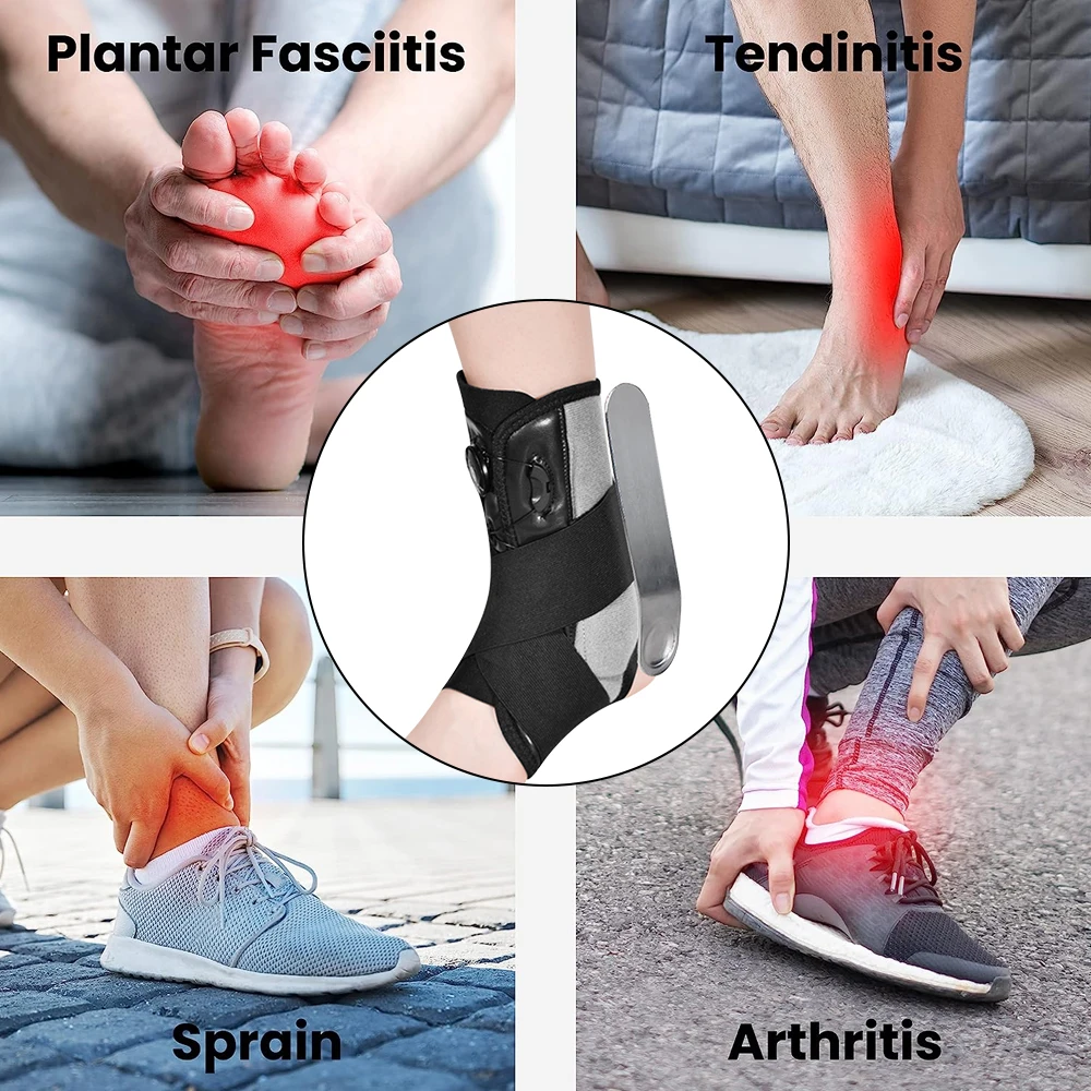 1PCS Heavy-Duty Ankle Brace with Aluminum Plates- Adjustable Lace-Up Support for Plantar Fasciitis-Stabilizing Brace for Running - Image 6